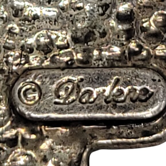 Vintage Dotted Elephant Brooch Pin Signed Darlene Antique Finish Collectible Jew - Picture 3 of 6